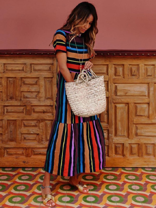 multicolour stripe dress