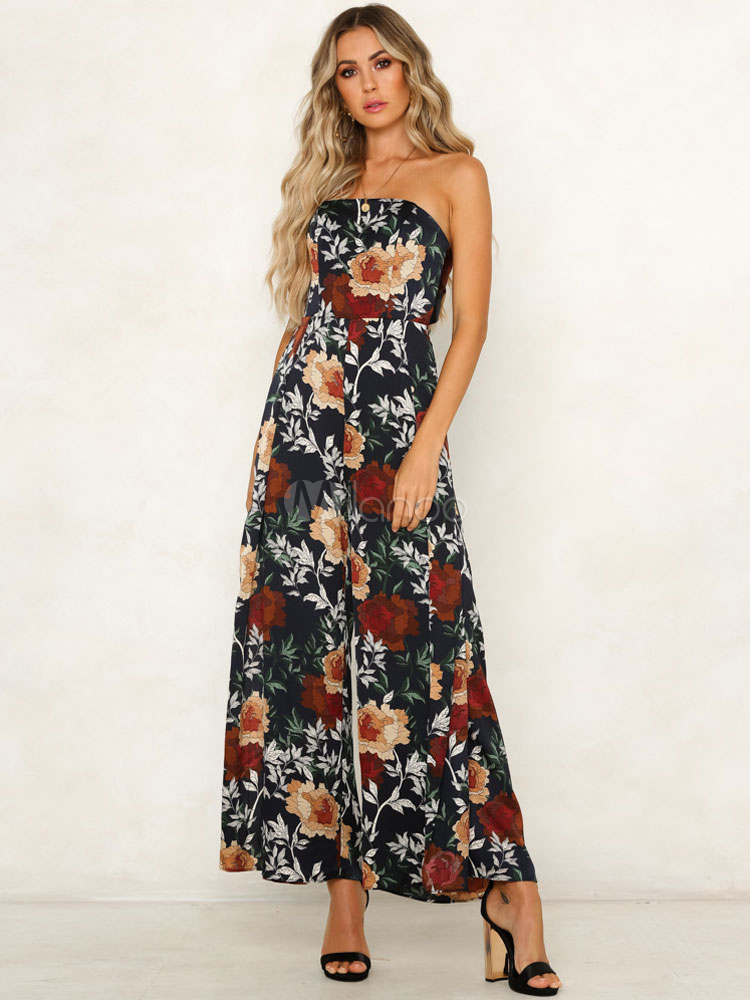 La Mujer Mono Con Pantalones Vaqueros Del Dril De Algodón De La Impresión  General De Algodón