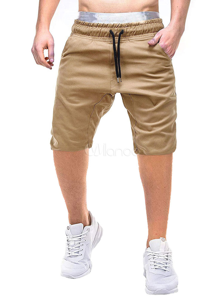 mens khaki shorts with drawstrings