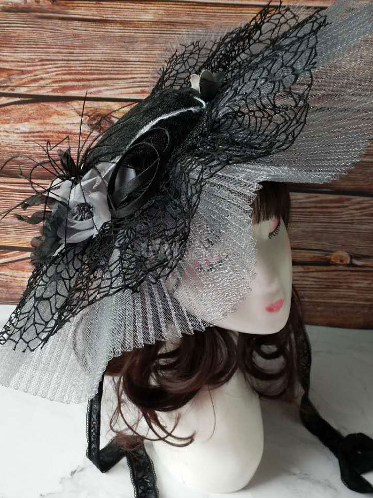 Black Wedding Hat Mesh Flowers Bridal Hair Accessories Milanoo Com