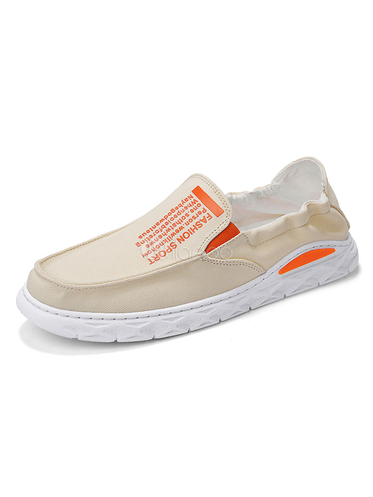 Zapatillas Casuales Hombre Sin Cordones Zapatos De Lona Con Letras Imprimir  Zapatos Casuales - Milanoo.com