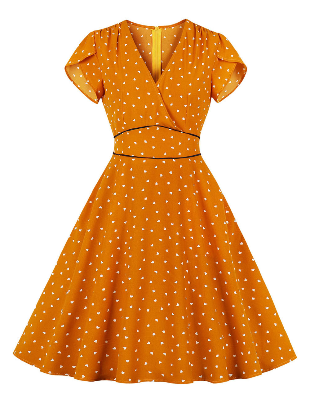 orange retro dress