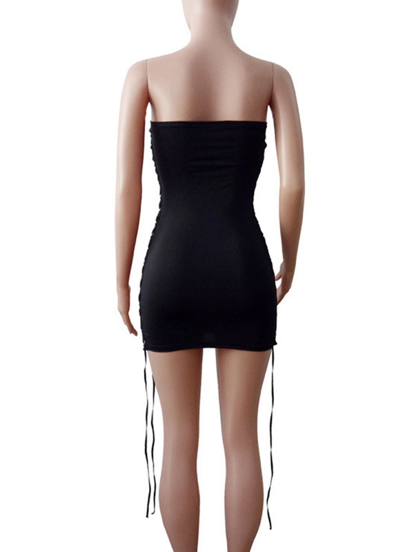 Women's Clothing Clubwear | Club Dress For Woman Strapless Lace Up Sleeveless Lycra Spandex Shaping Sexy Dress - UA18910