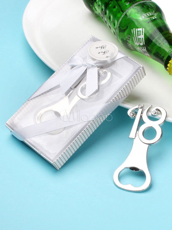 Bottle Openers Party Gift Souvenirs Silver 18 Birthday Favors 4pcs