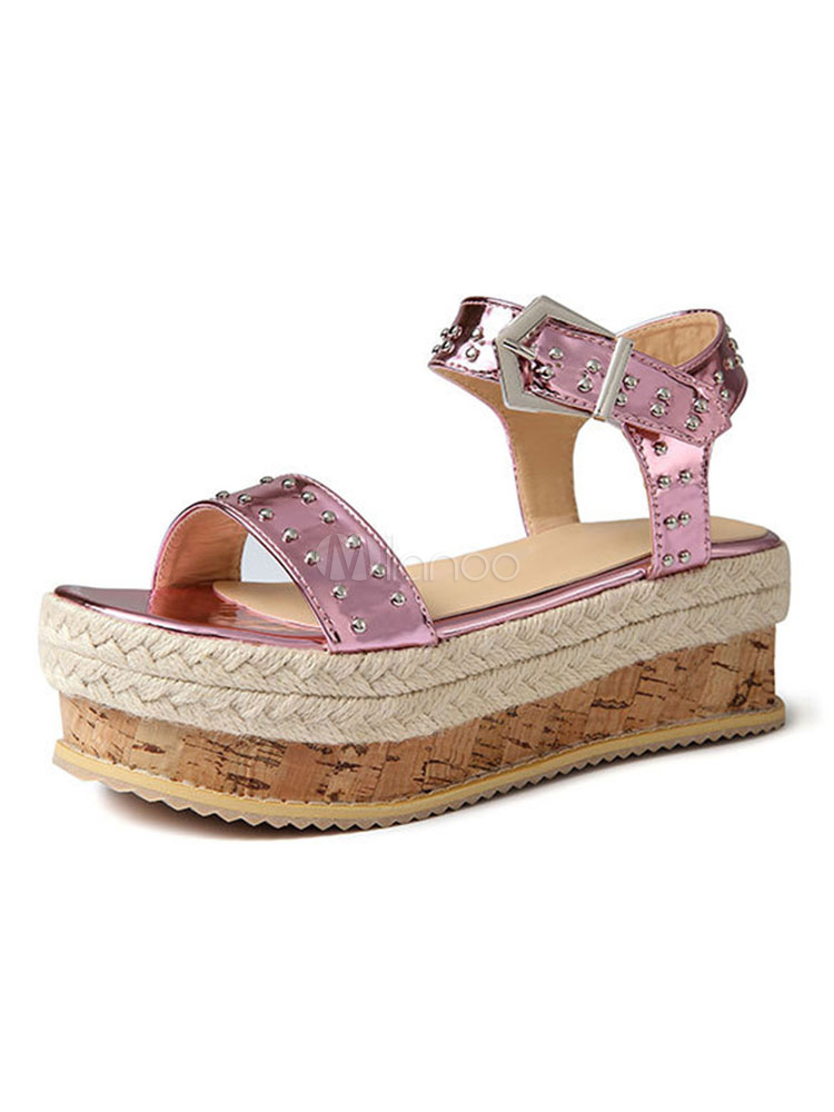 Sandales Compensées Philipp Plein Rouge Verni - Talon 13 Cm, Taille 38