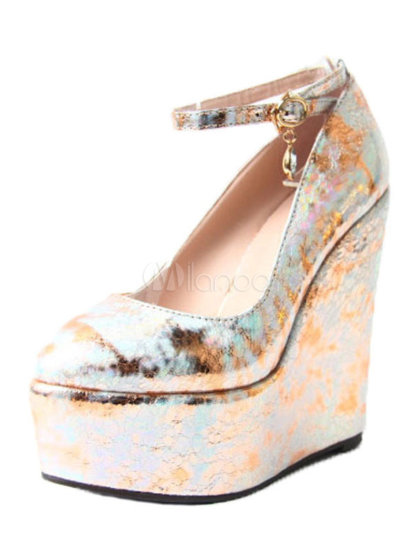 gold platform wedges shoes