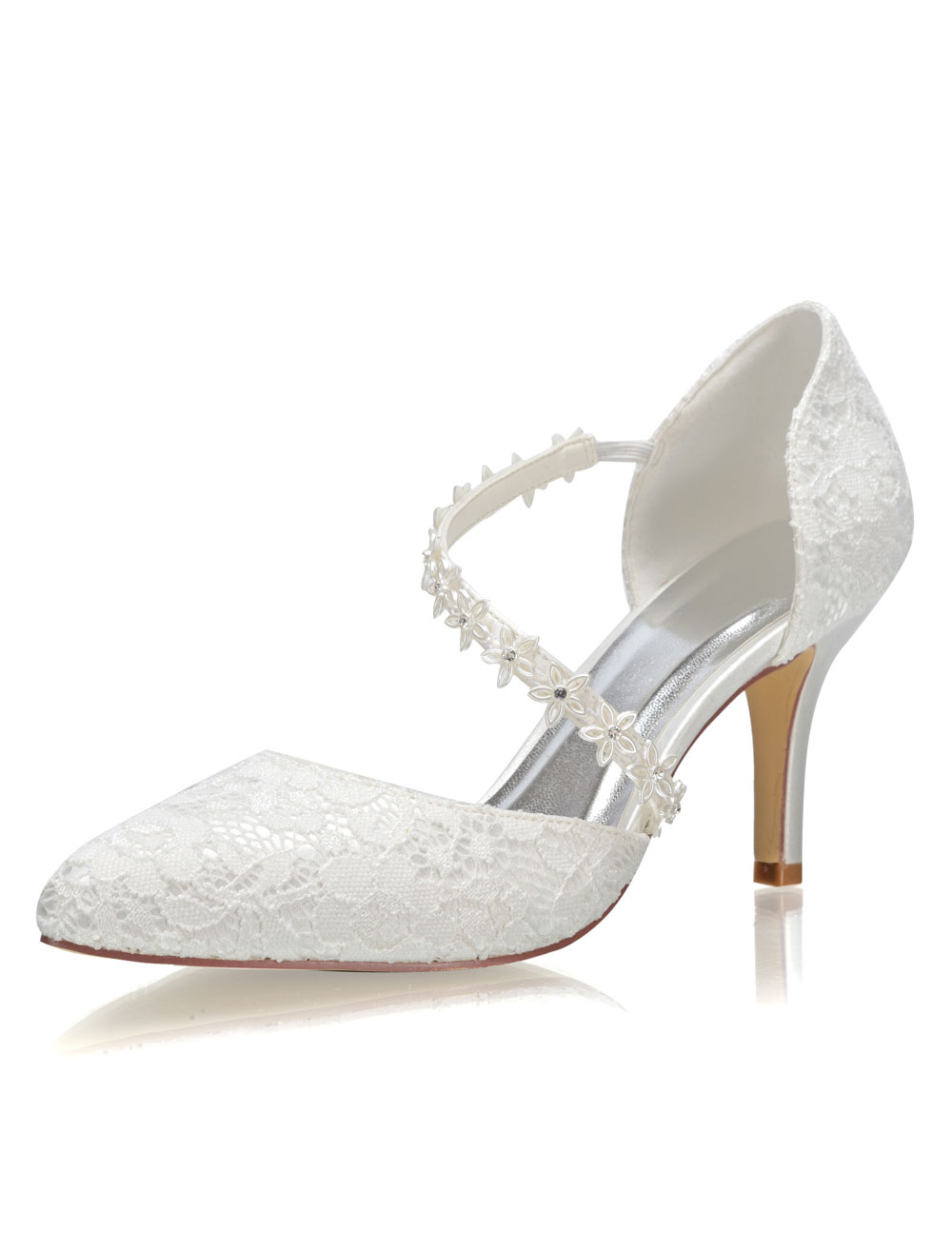 strappy ivory wedding shoes