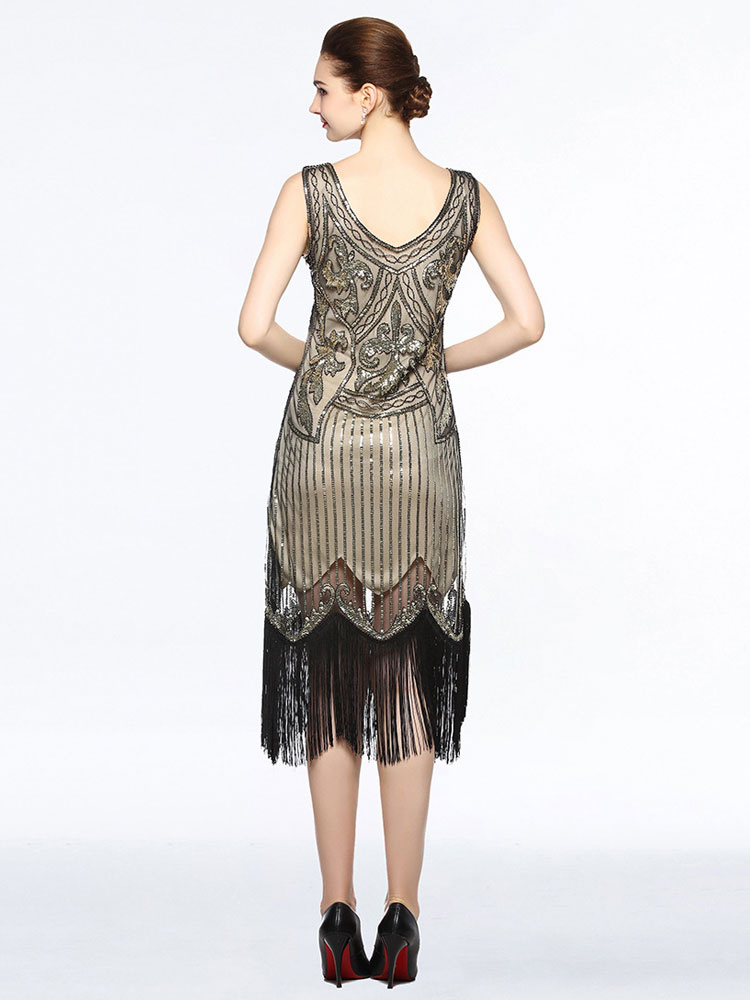 Costumes Costumes | Women's Flapper Dress 1920s Fashion Style Outfits Great Gatsby Sequined Fringe Round Neck Blue Retro Dress w