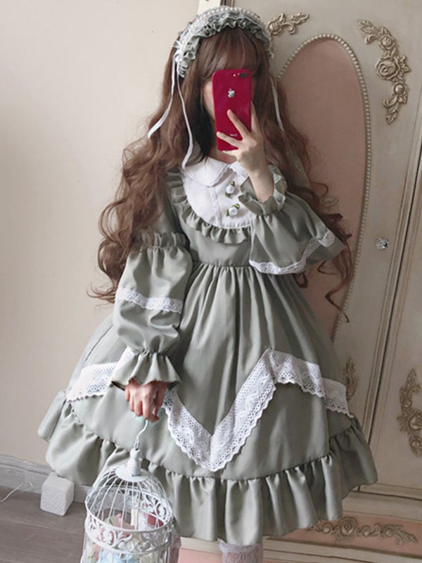 アウトレット 美品 LO496 lolita オリジナル ロリータ ワンピース 高級