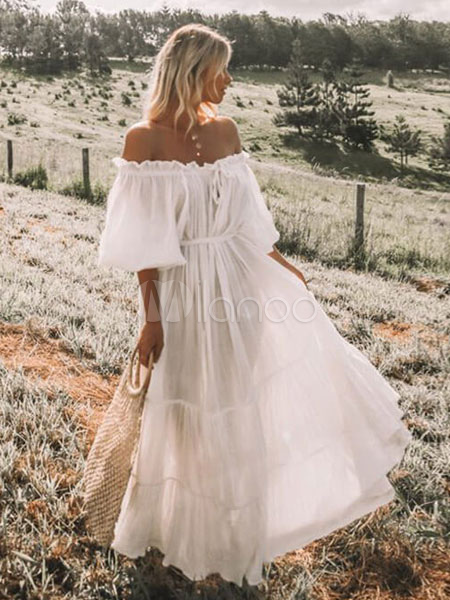 White Maxi Dress \u2022 Boho Dresses for Women \u2022 Long Sleeve Maxi Dress \u2022 Boho Maxi Dress \u2022 Sustainable Organic Cotton Bridesmaid Dress