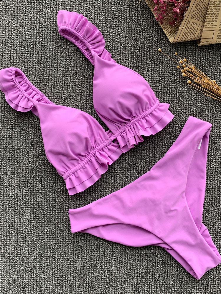 Frauen Bikini Badeanzug 2023 Rüschen Riemen Low Rise Sommer Sexy