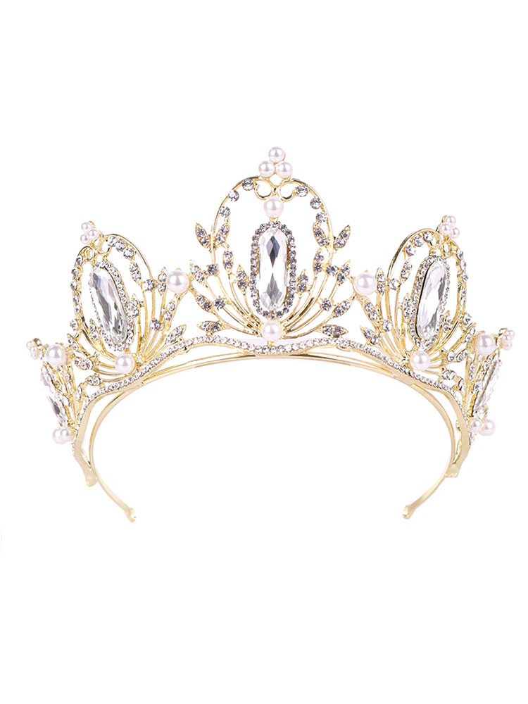 Boda Accesorios de boda | Accesorios nupciales del pelo del Rhinestone de la tiara del boda de oro - CH67910