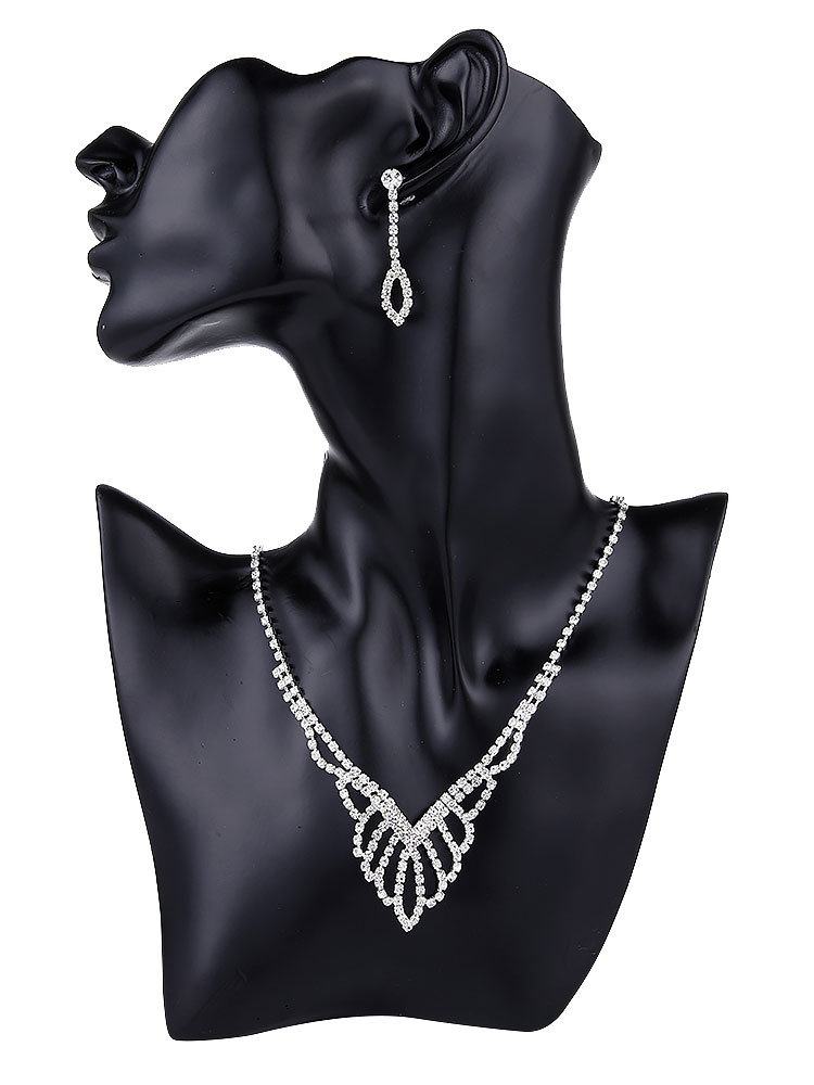 Boda Accesorios de boda | Juego de joyas de plata con diamantes de imitación para boda - QC02744