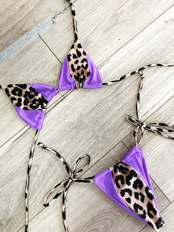 purple leopard print bikini