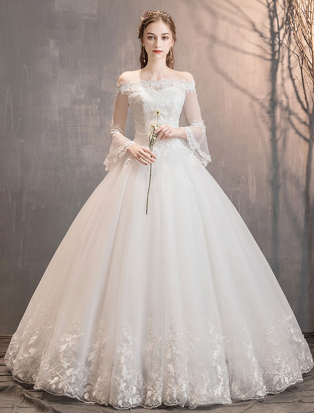 Champagne Princess Wedding Dresses Off Shoulder Lace Applique Custom Plus Size Ebay