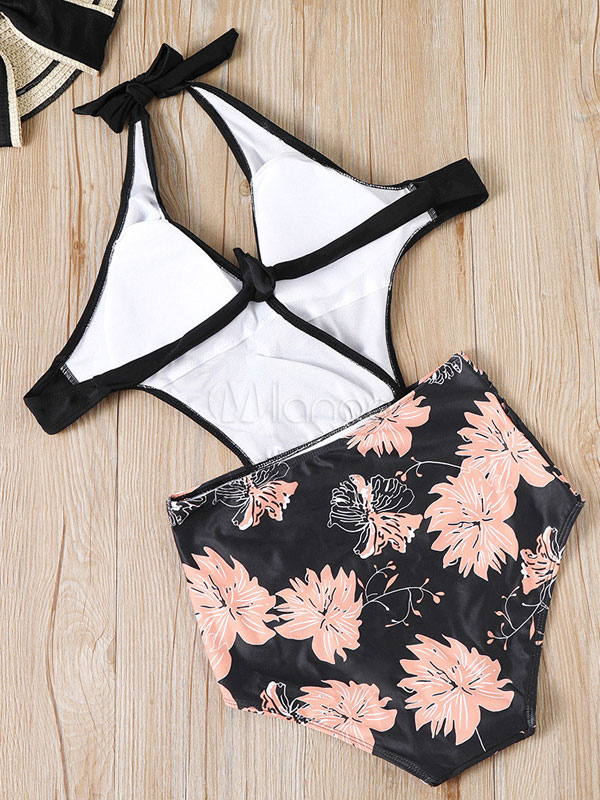 Mujer Monokini Trajes de baño 2022 Flores recortadas Backless Cuello en V  Verano Sexy traje de baño - Milanoo.com