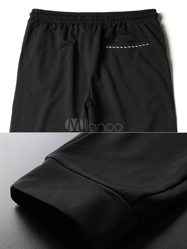 Casual Trousers For Men Black Letters Print Natural Waist Men's Pants ...