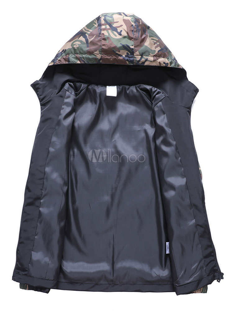 Mens Jacket Stylish Hooded Camouflage Pattern Athletic Wear For Outdoor ...