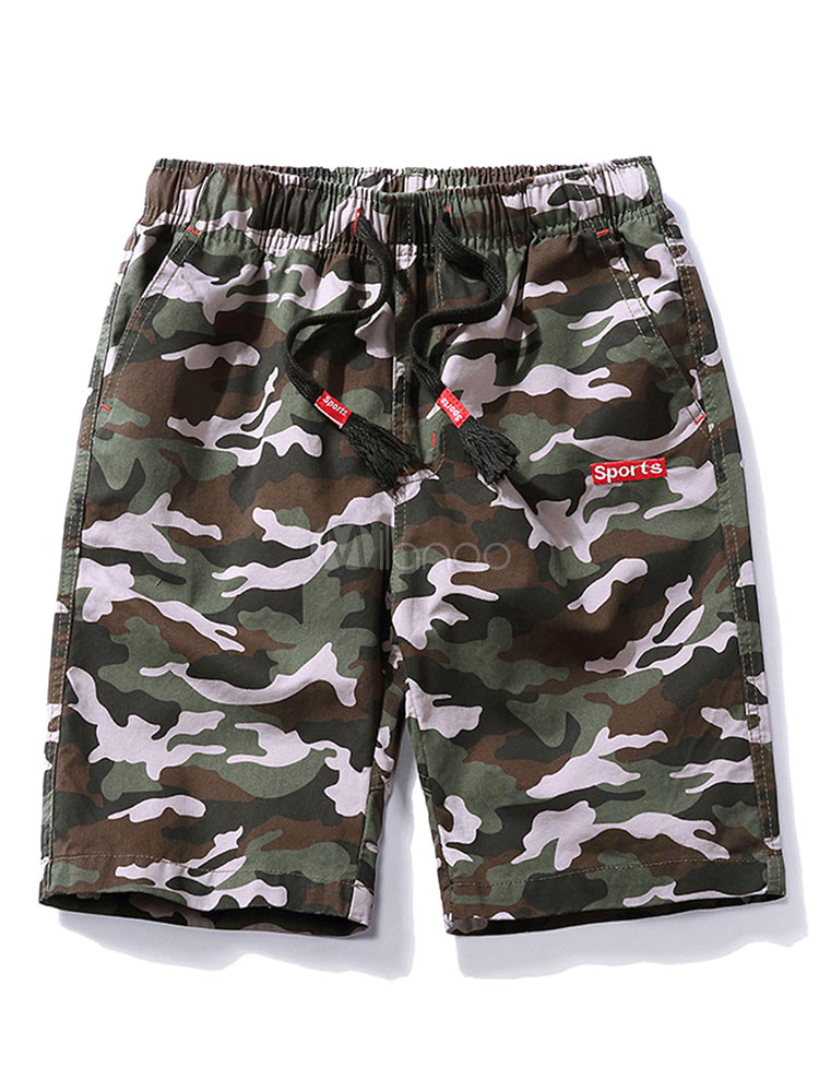 Men's Shorts Casual Camouflage Elastic Waist Bottoms - Milanoo.com