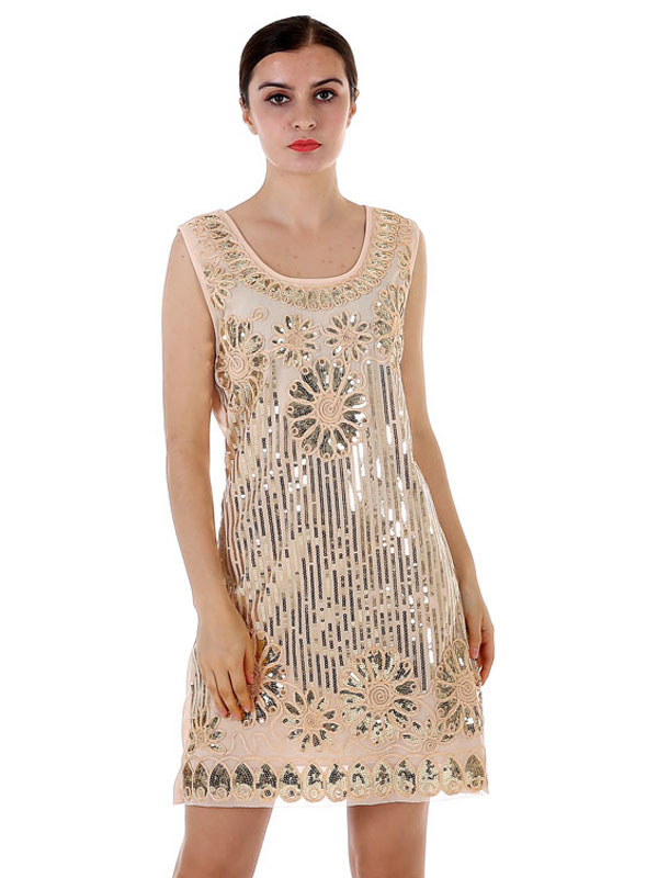 Costumes Costumes | Apricot Flapper Dress Sequins 1920s Fashion Style Outfits Great Gatsby Costume Vintage 20s Party Dress For W