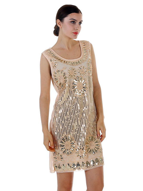 Costumes Costumes | Apricot Flapper Dress Sequins 1920s Fashion Style Outfits Great Gatsby Costume Vintage 20s Party Dress For W