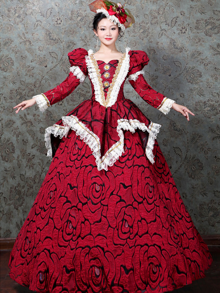 華麗な 宮廷ドレス レディース ロングドレス ロココ 貴族ドレス 18世紀 中世ヨーロッパ お姫様 プリンセスドレス サイズ指定OK ステージ衣装