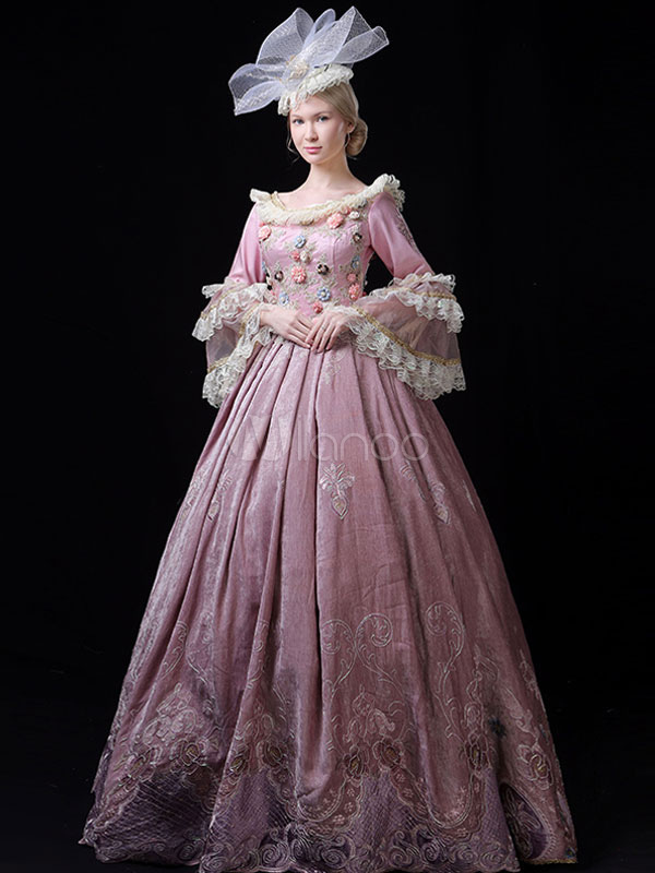 Euro Style Costumes Dress Red Retro Marie Antoinette Costume Masquerade Ball Gown