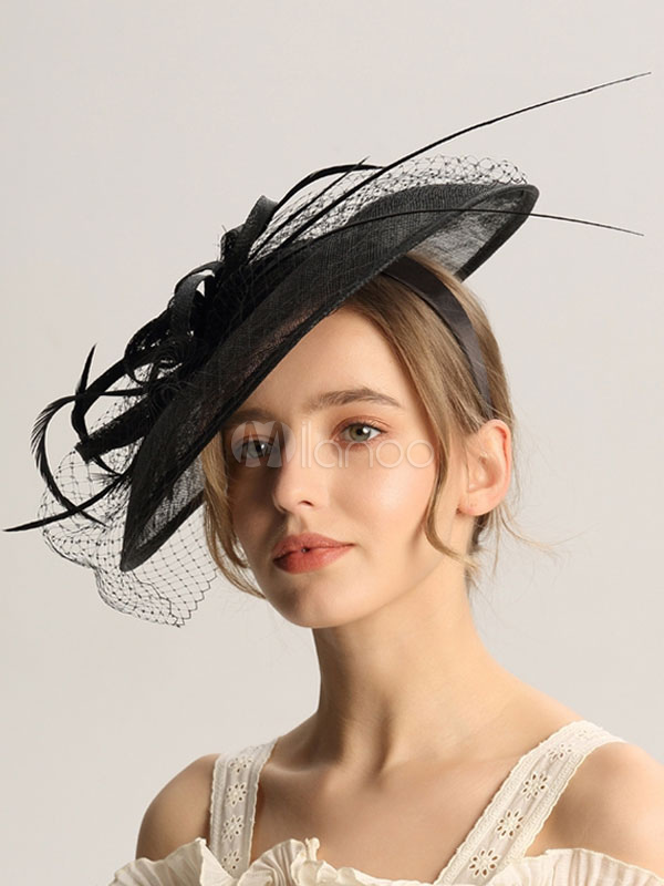 Royal Wedding Hat Black Birdcage Veil Hair Accessories For Bride