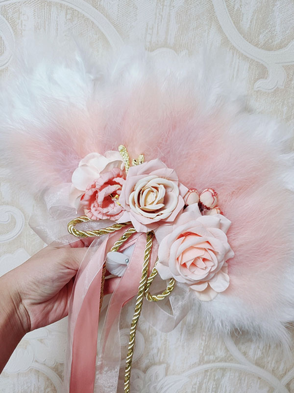 Costumes Lolita | Pink Lolita Accessories Flowers Feathers Poly Cotton Blend Accessory Miscellaneous - GZ91279