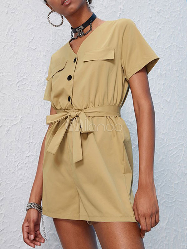 khaki romper shorts