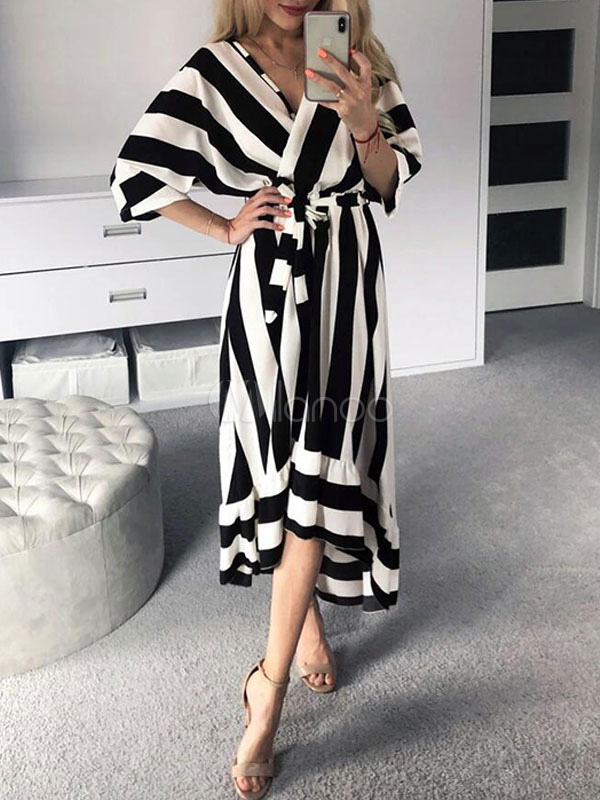 floor length half sleeve v neck maxi dress