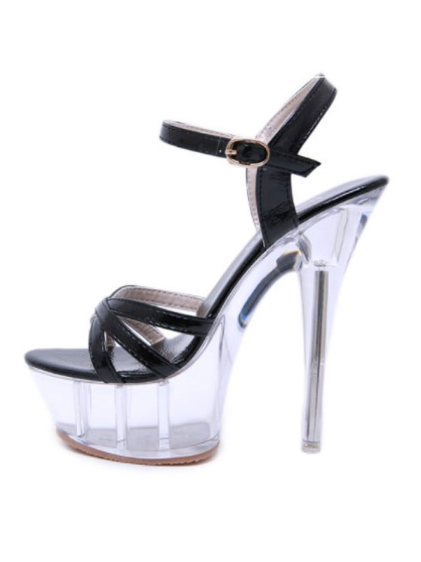 High Heel Sexy Sandals White Pu Leather Open Toe 2 59 Sexy Shoes