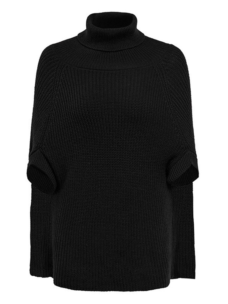 Women Sweater Cape Poncho Turtleneck Oversized Knitwear - Milanoo.com