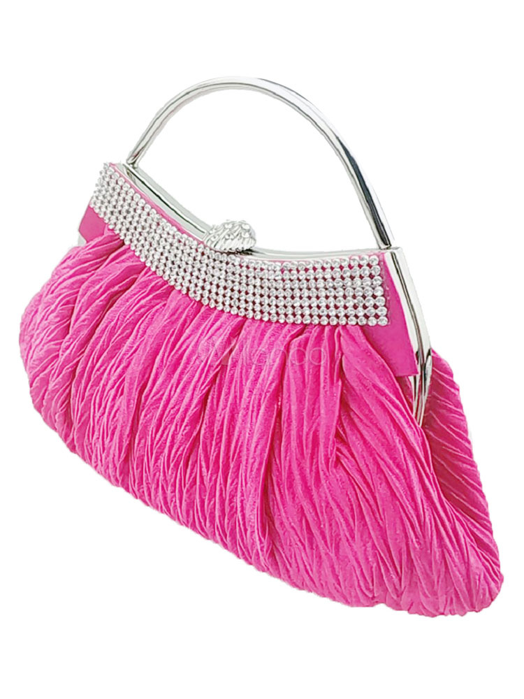 Party Handbags Rhinestones Artwork Satin Kiss Lock Closure Royal