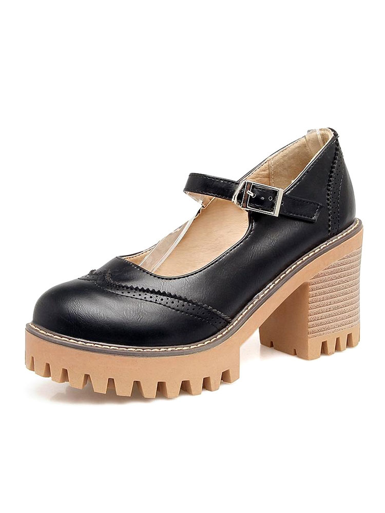 Mary Jane Vintage Shoes Chunky Heel Round Toe 3.1