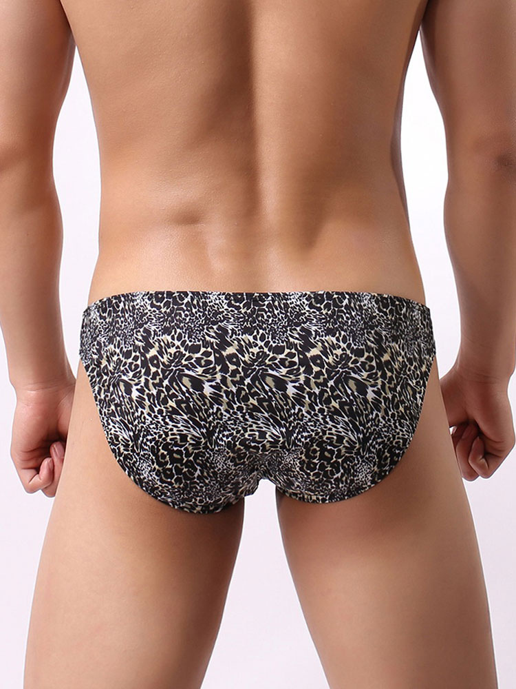 Male Sexy Tanga Panties Leopard Print Nylon Men Lingerie 