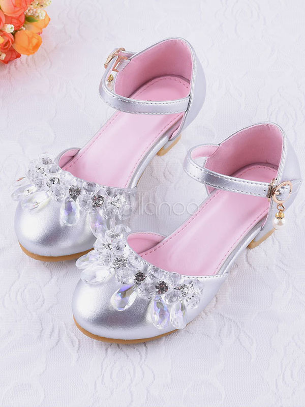 silver flower girl shoes