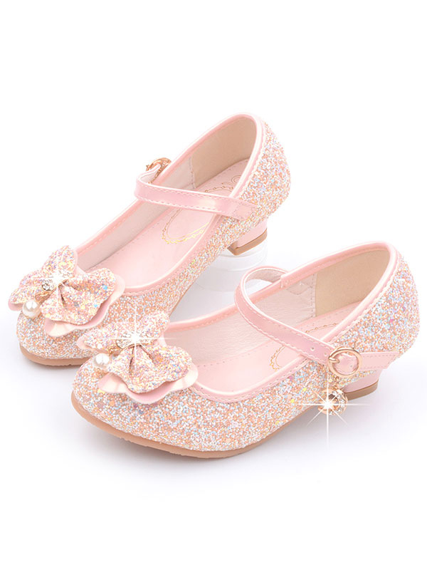 Flower Girl Shoes Pink Sequined Cloth 