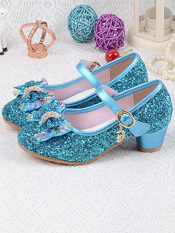 Flower Girl Shoes Silver Sequined Cloth 