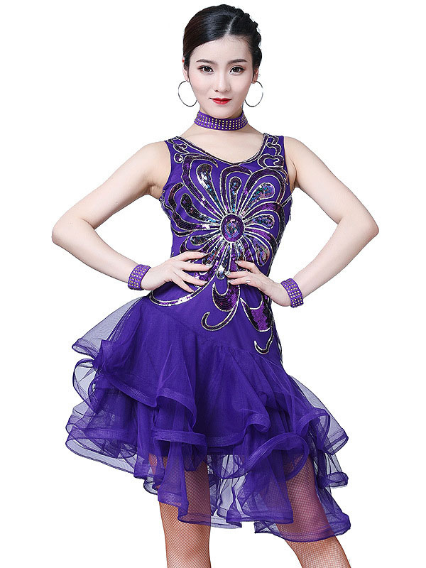 Costumes Costumes | Dance Costumes Latin Dresses Sequins Flower Tiered ...