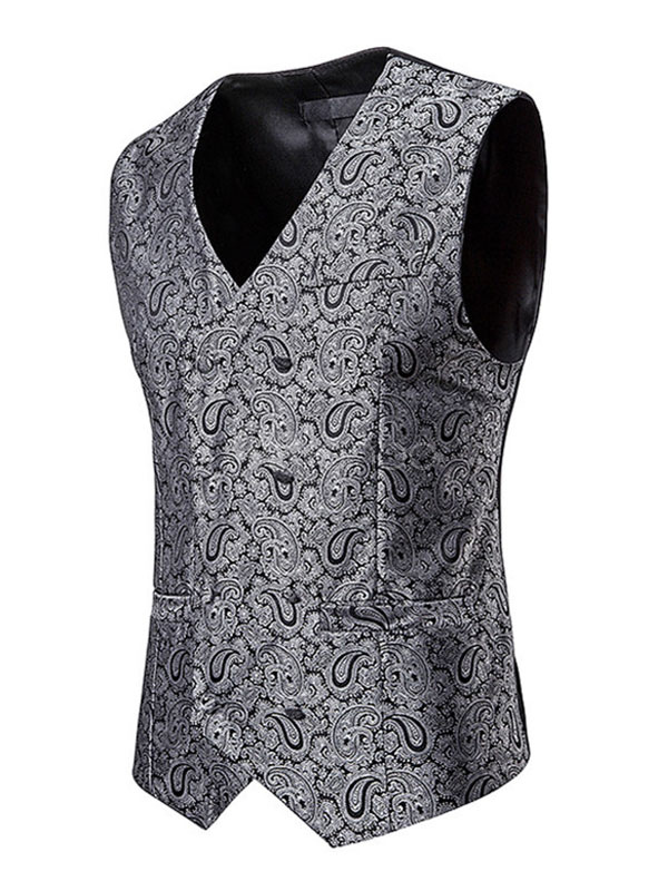Men's Dress Vests Street Wear Chic V-Neck Black - Milanoo.com