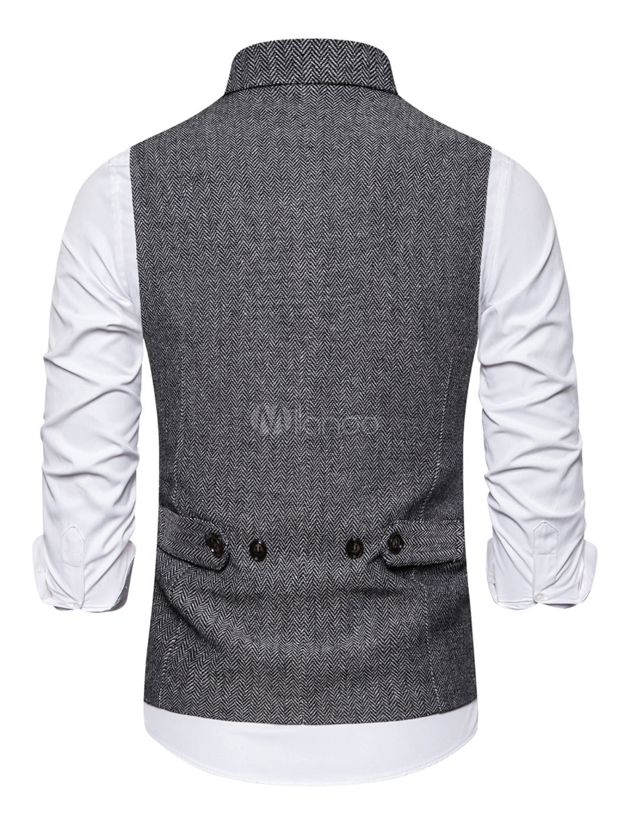 Men's Dress Vests Daily Casual Casual Turndown Collar Buttons Grey