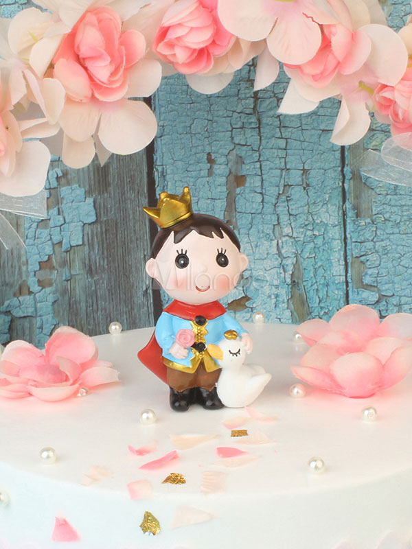 白いアヒル党装飾が付いているウエディングケーキのトッパーの樹脂の星の王子さま Milanoo Jp