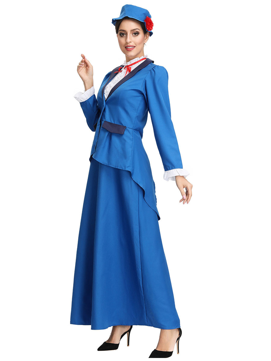 Victorian Nanny Women's Costume Fancy Dress Mary Poppins Style Plus Size 1X-2X