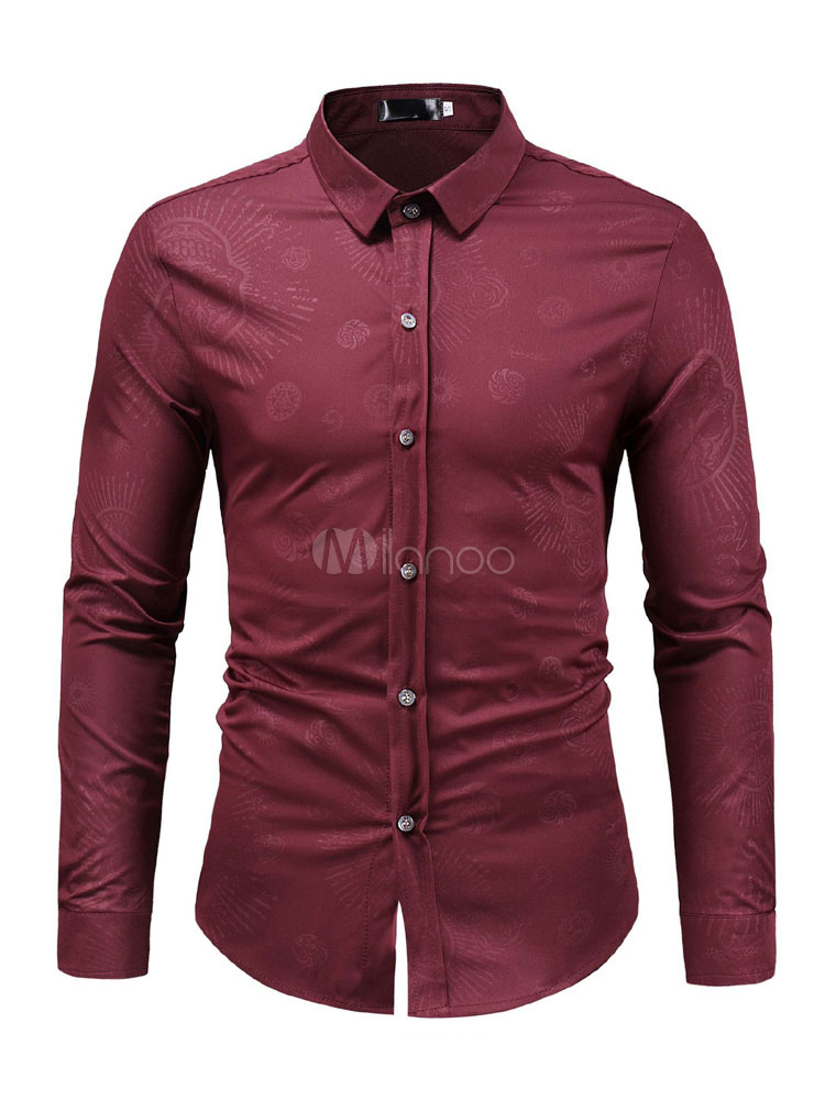 camisa color burdeos hombre