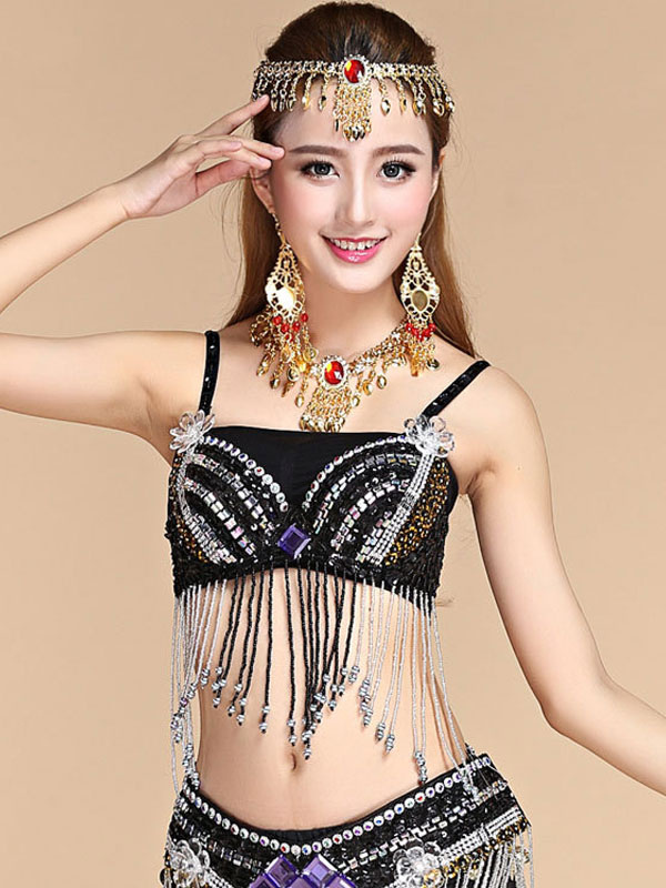 Belly Dance Top Belly Dancer Sequin Fringe Beading Women Dancing Wear