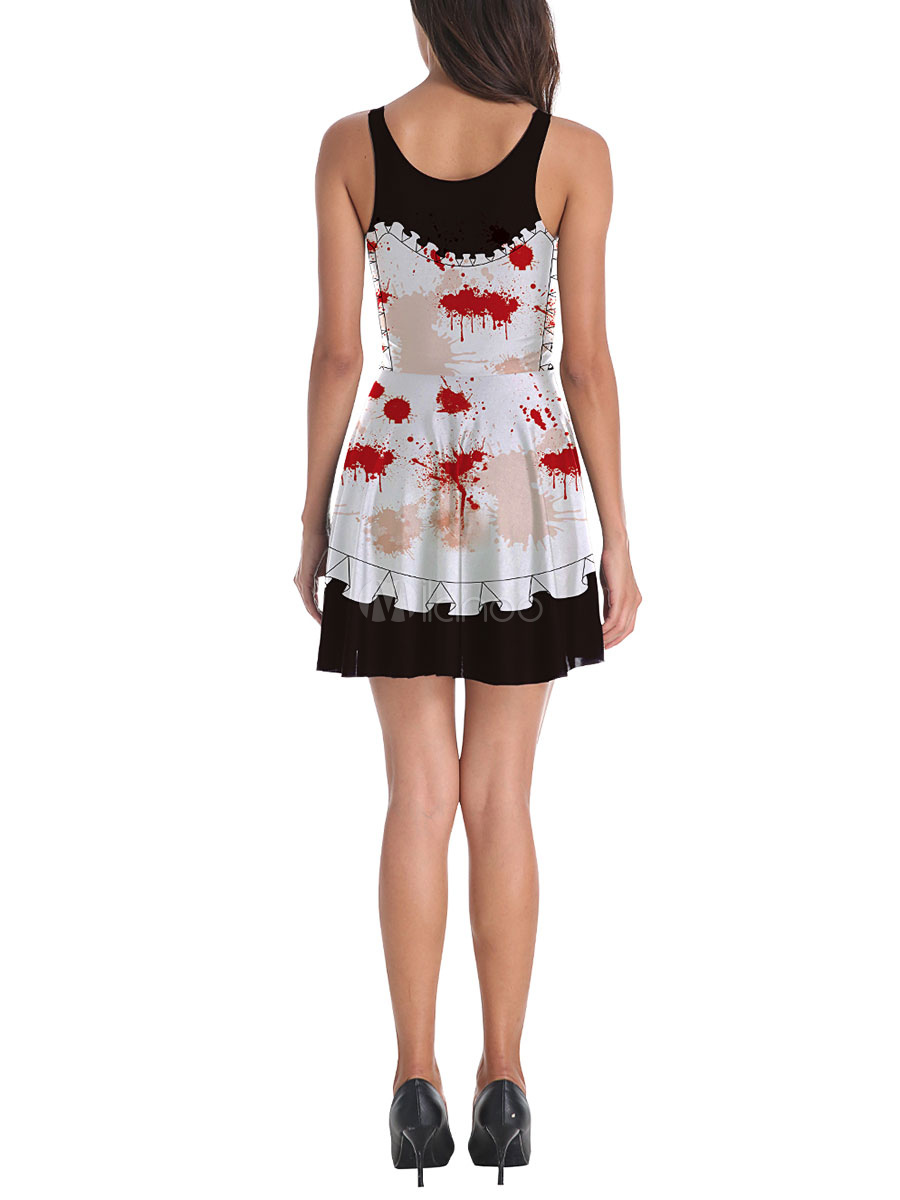 Halloween Skater Dress Blood Splash 3DDruck Frauen Urlaub Kostüme