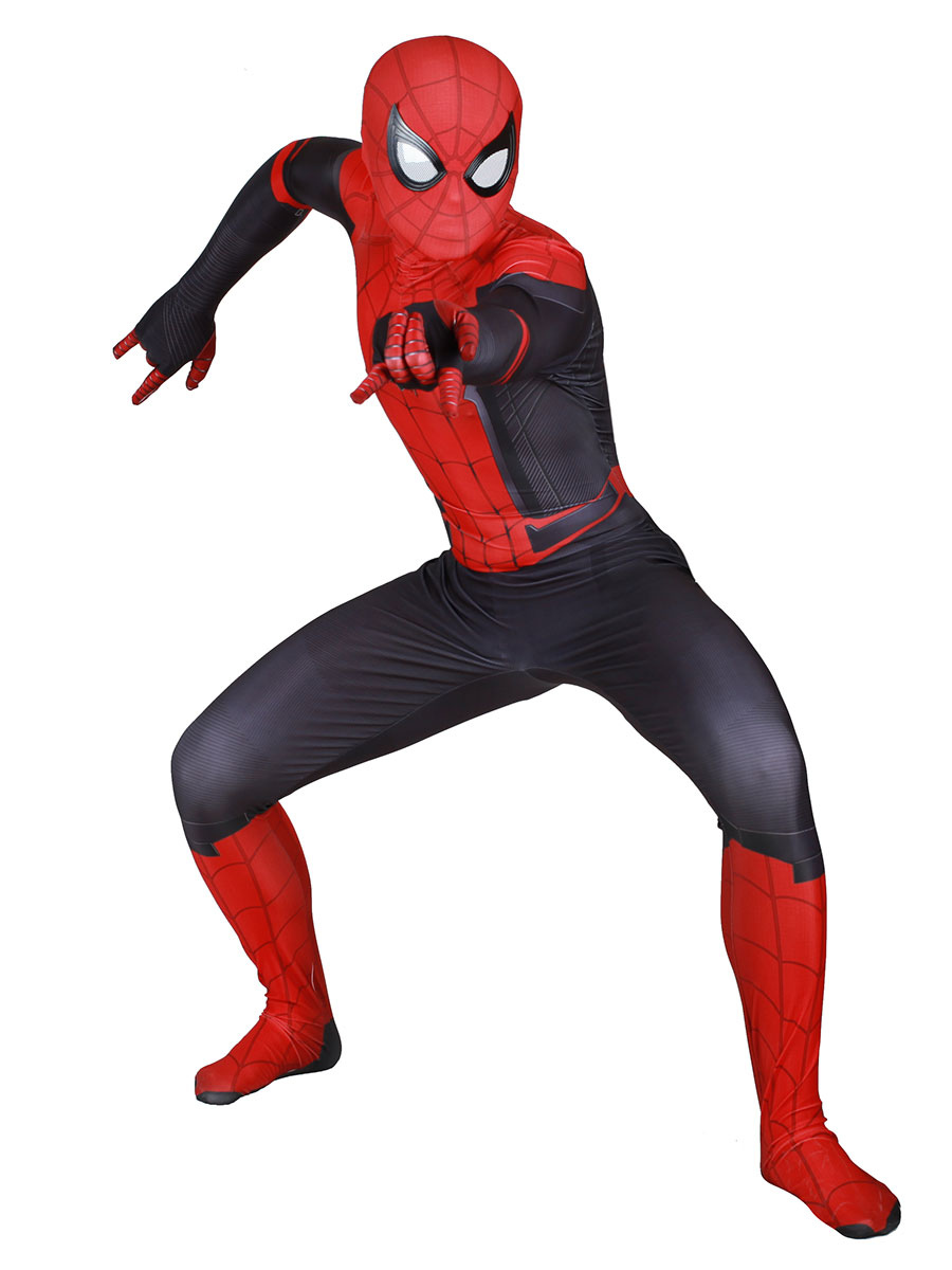 スパイダーマン ファーフロムホーム レッド ライクラスパンデックス ジャンプスーツ フィルム ハロウィン パーティー衣装 コスチューム 全身タイツ 