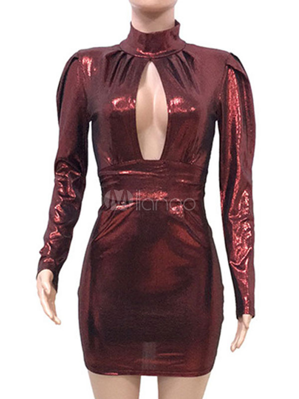 Club Dress For Woman Modern Stand Collar Long Sleeves - Milanoo.com