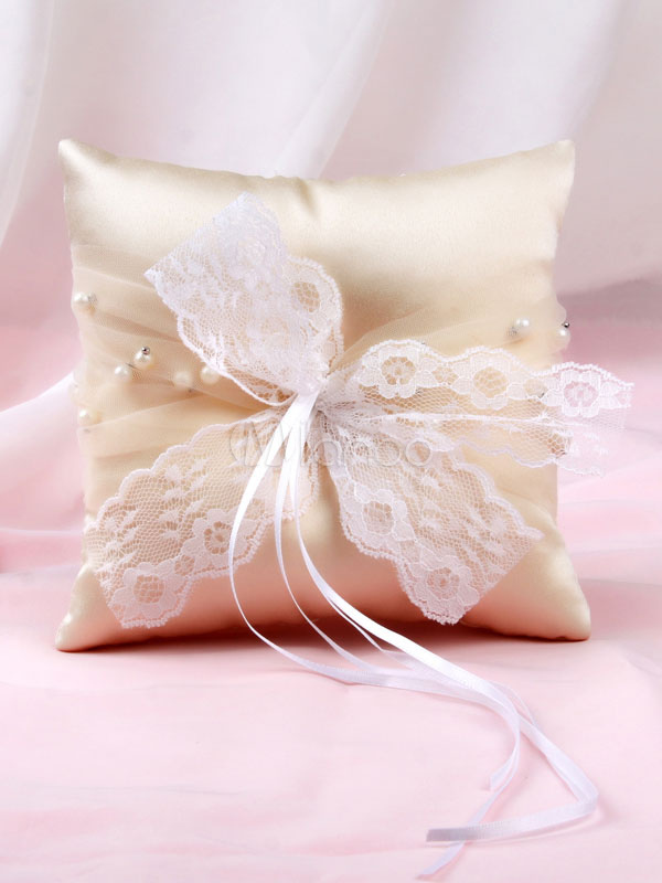Wedding Ring Bearer Pillow Beautiful Lace Satin Fabric Wedding